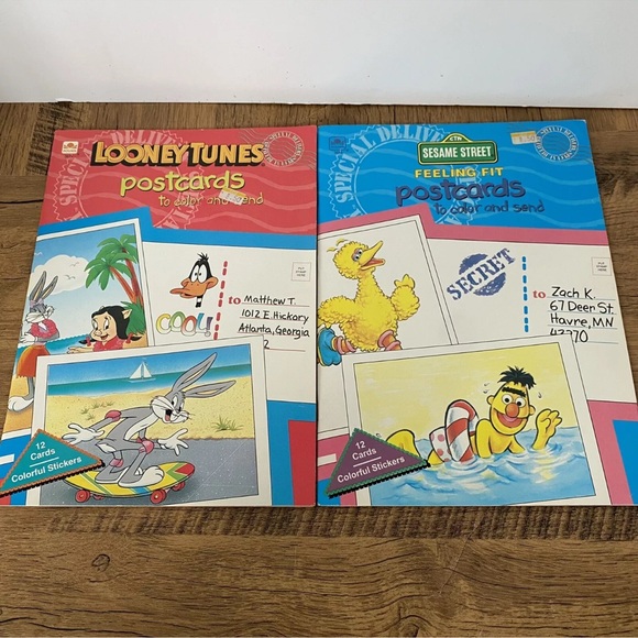 Vintage 2 Golden Book of Picture Postcards - Looney Tunes & Sesame Street - Picture 1 of 12